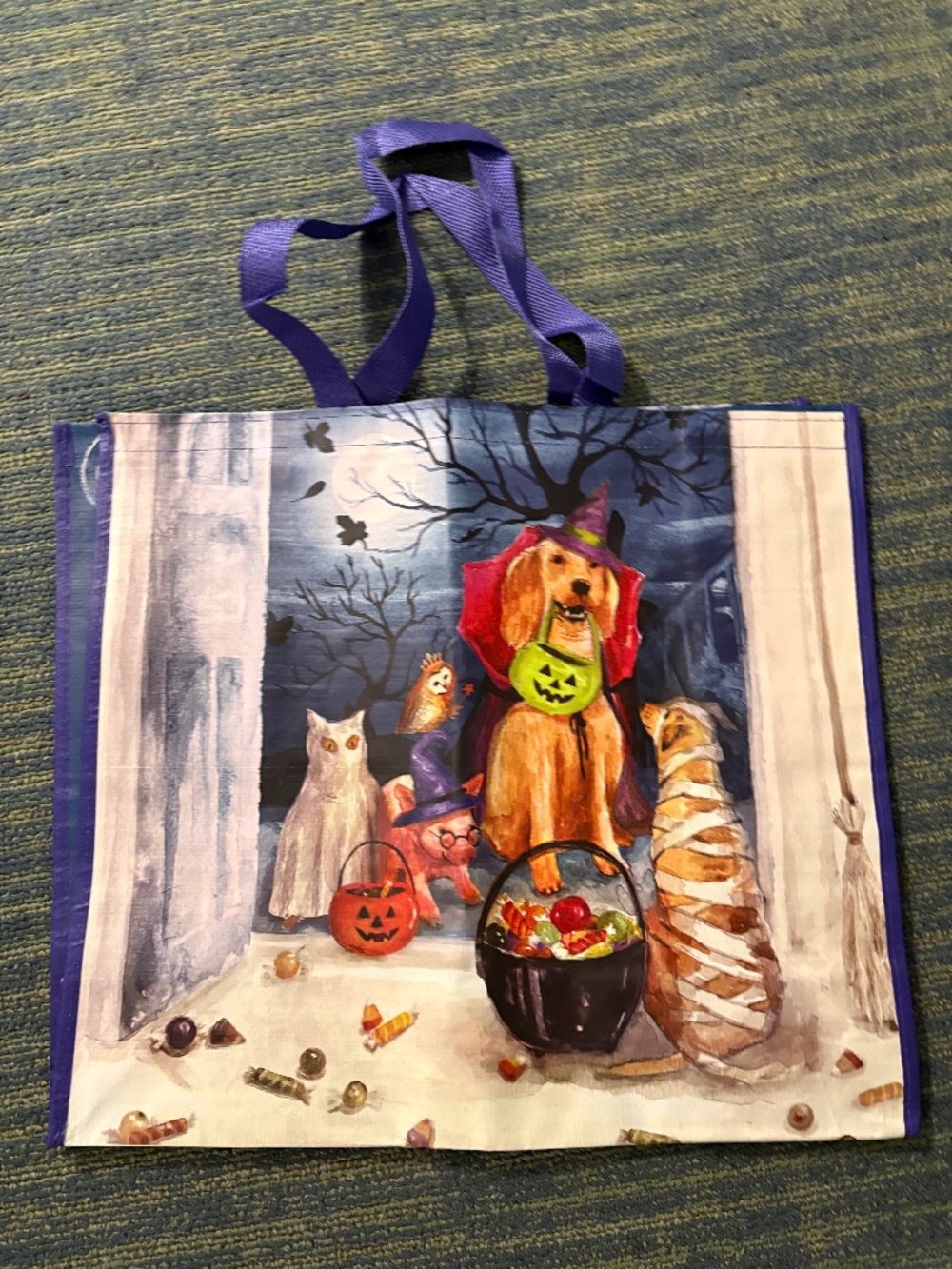 Trick-or-treat Dogs Halloween Reusable Shopping Large TJ  Maxx Tote Bag